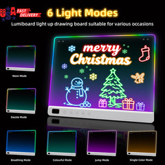 Led Drawing Board with 13 Light Effects, 16″ Rechargeable Glow Doodle LED Note B