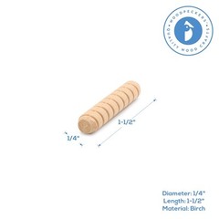 Wood Dowel Pins 1-1/2 inch x 1/4 inch Spiral, for Furniture & Crafts|Woodpeckers