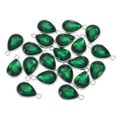 20PCS 12x20mm Alloy Glass Crystal Teardrop Charm Peacock Green