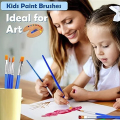 50Pcs Art Paint Brushes Set: Nylon Hair Round & Flat Brushes for Kids & Artists