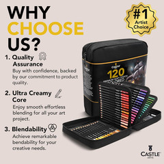 Castle Art Supplies 120 Coloring Pencils Zipper-Case Set | Premium Quality Soft