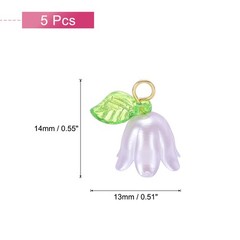 5PCS 13x14mm Acrylic Flower Charm Lily of the Valley Jewelry Light Purple