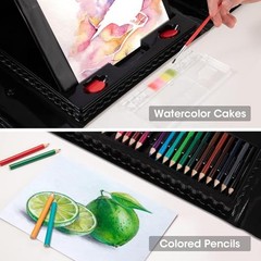 Art Supplies, 240-Piece Art Set Crafts Drawing Kits with Double Sided Black
