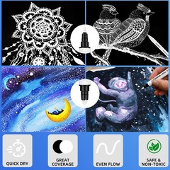 White Ink Pens, Fine Point White Gel Pens, Brush Tip Acrylic Markers,white pa…
