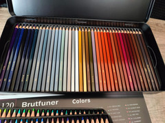 New 120 BRUTFUNER SQUARE COLORED PENCILS in Tin Box