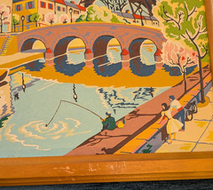 3 MCM 50’s Paint By Number Paris Scenes Arc de Triomphe Notre Dame Eiffel Tower