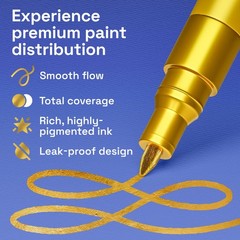 5 Gold Paint Pen for Rock, Glass, Ceramic, Wood, Tire, Fabric, Metal, Canvas,…