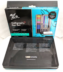 VE. Mont Marte Calligraphy Pen Set 32pc, 4 pens 20 Cart, 5 Nib & Ex Book + Box