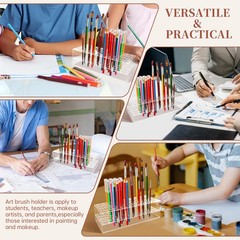 HESHUYU Acrylic Paint Brush Holder 105 Holes Clear Paintbrush Holder Organize…