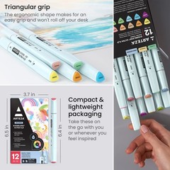 12 Pcs Dual Tip Brush Pens Pastel Tones Watercolor Calligraphy Markers Set