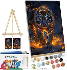 Paint by Numbers Kit for Adults with Frame Tiger Paint by Number with Easel DIY