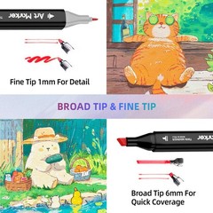 120 Colors Dual Tip Alcohol Markers Set, Chisel & Fine Point, plus 1 Colorles…