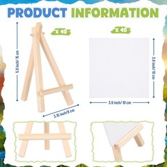 80 Pcs Mini Canvas and Easel Set for Painting Canvas Panels with Wooden Easel…
