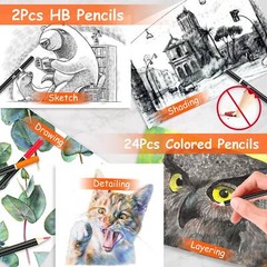 140 Piece Art Set Drawing Painting Colored Pencils Crayons Professional Art Kit