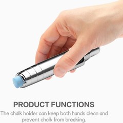 RALIS 2 Packs Aluminum Alloy Chalks Holder, For 1 Count (Pack of 2), Silver