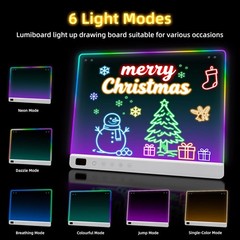 Led Drawing Board with Light Effects, 16 Inch Rechargeable Neon Doodle Kids Gift