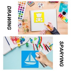 24 Piece Stencils for Kids Painting Sidewalk Chalk 5in, colorful