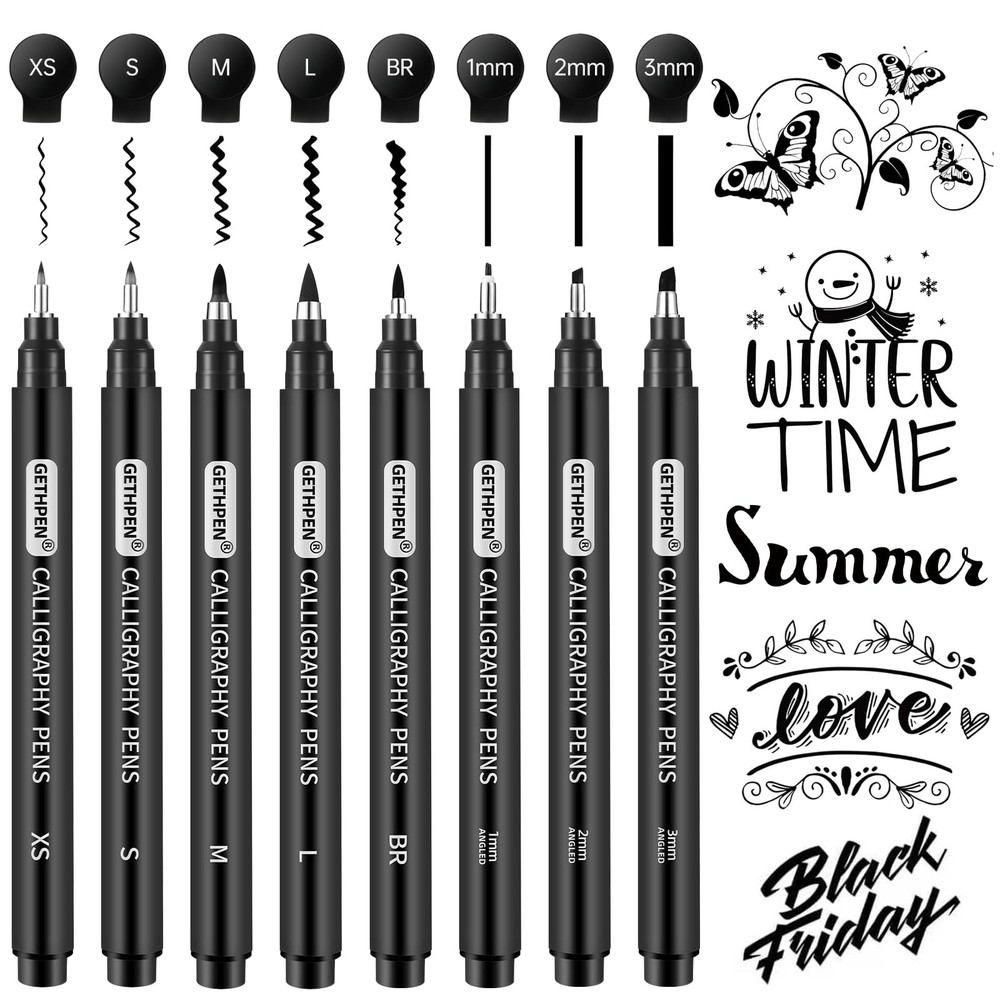 Calligraphy Brush Pen Set, Black Archival Ink for Hand Lettering