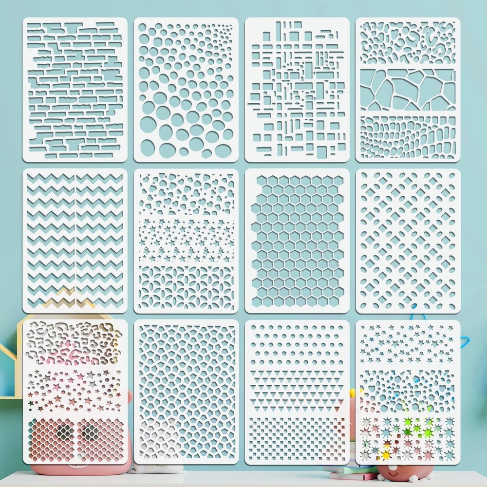 OOTSR 12Pcs Drawing Painting Stencils, Drawing Template Stencil for Crafts Re…