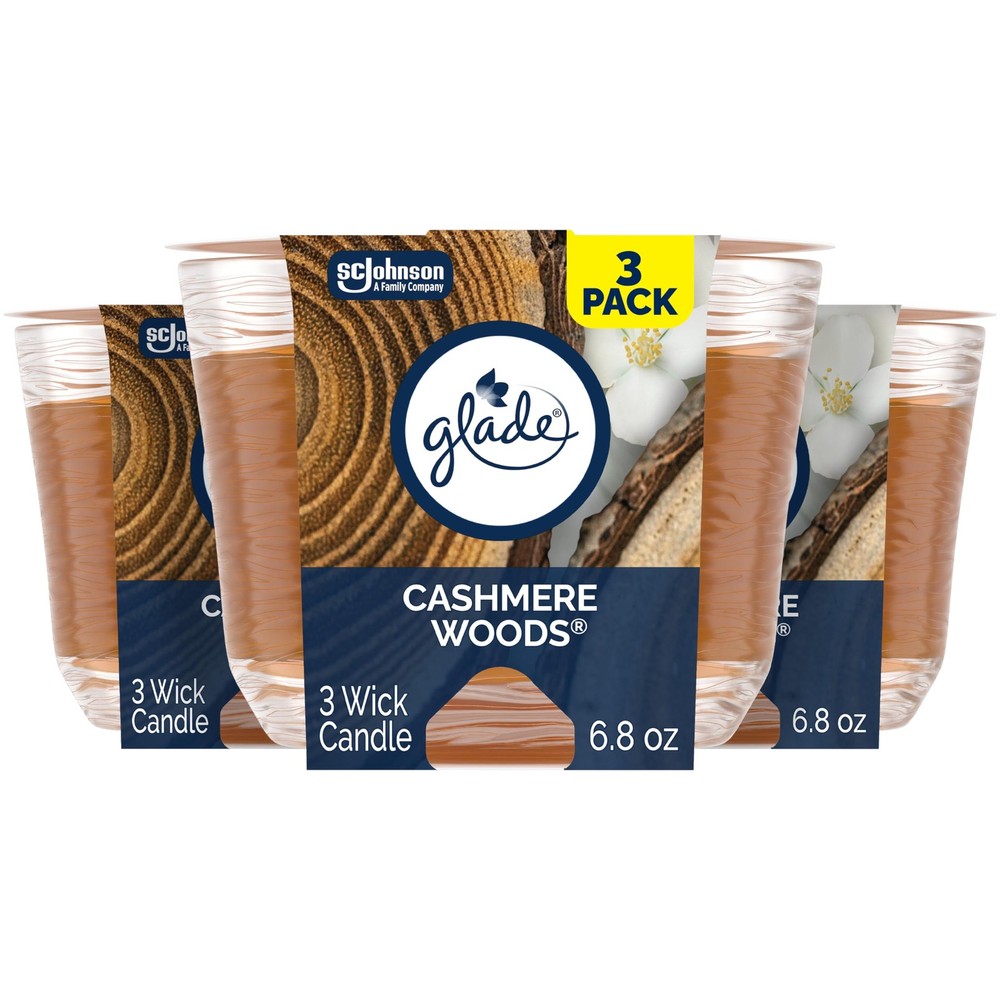 Glade Candle Cashmere Woods, Fragrance 6.8 Ounce (Pack of 1), Brown