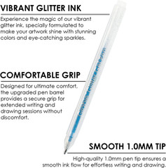 Grabie 42 Glitter Gel Pen Set, 18 Iridescent24 Essential Color Pens, Smooth R…
