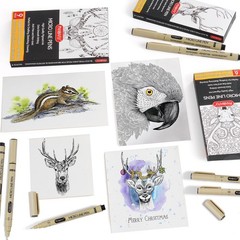 PANDAFLY Black MicroPen Fineliner Ink Pens, 9 Size Ultra Fine Point Pen, Wate…