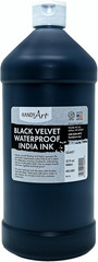 Black Velvet Waterproof India Ink, 32 Fl Oz, Matte Black, Permanent