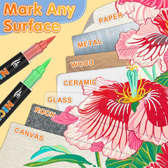 72 Colors Dual-Tip Acrylic Paint Markers – 36 Double-Color Brush Pens with 1–5Mm