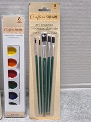Lot of 3 “Crafter’s Square” 5pc. & 7pc.Set Of Brushes & 1 Set of Watercolors New