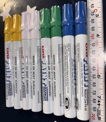 8X Uni-Paint PX-20 Oil-Based Paint Marker Medium Line 2 Each WH, YEL, GRN, BLUE