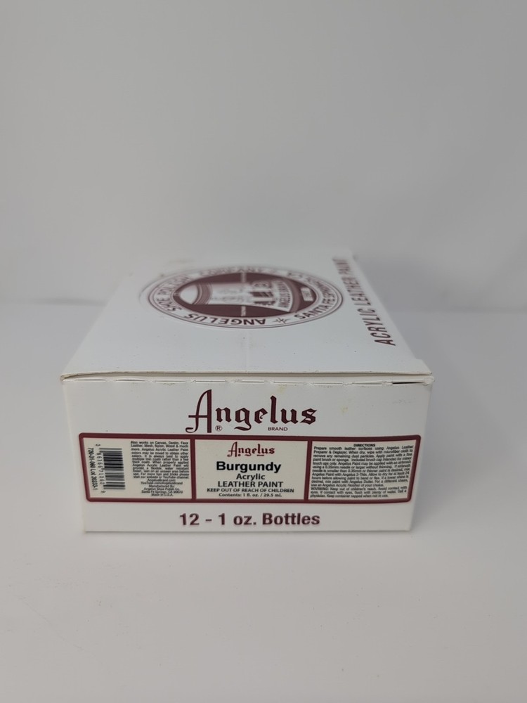 (12) 1 Oz Bottles Of Angelus Acrylic Leather Burgundy Paint New
