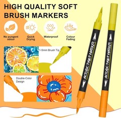 176 Colors Acrylic Paint Markers Pens Set,88 Pack Brush Acrylic Paint Mar