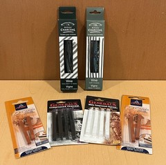 Lot Of 6 Sketching Charcoal Artist Hobby Supplies Windsor Generals Conte