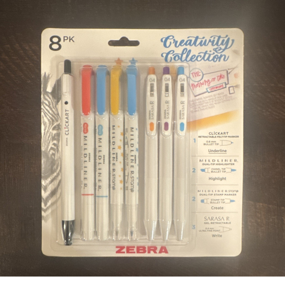 Zebra Creativity Collection 8PK Clickart, Mildliner, Sarasa Pens & Markers