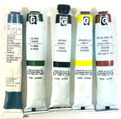 Vintage Grumbacher & Liquitex Oil Paints 5 .37 ml Tubes English Red Lemon Yellow