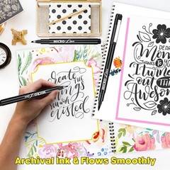 8 PCS Hand Lettering Pens Calligraphy Brush Markers For Beginners Black Ink