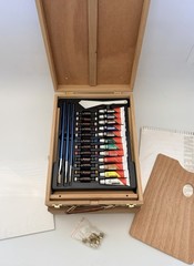 U.S. Art Supply Wood Box Easel Painting – Oil, Acrylic, Watercolor