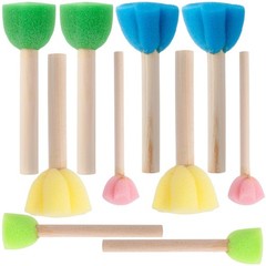10pcs Sponge Brushes for Painting, Flower Head Foam Paintbrushes with Wooden …