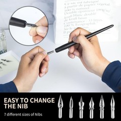 FEATTY Dip Pen for Drawing with ink – Antique Wooden Calligraphy Kits for beg…