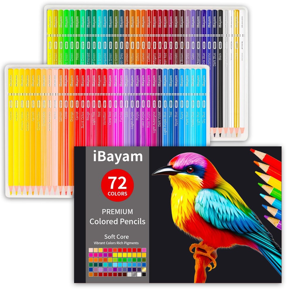 72 Count Colored Pencils for Adult Coloring Books – Soft Core Sketching Drawing