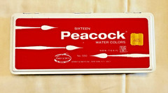 Vintage Binney & Smith Peacock Water Colors No 550 16 Colors Art Tin