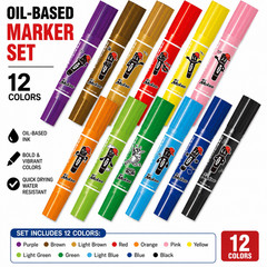ZEBRA Hi McKee 12 Color Marker Set Japan Limited Oil-Based Dual Tip MC12C-25-HM