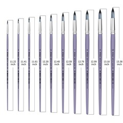 XDT#261 Round Watercolor Artist Paint Brush 10 Piece Set Medium Stiff Nylon Hair