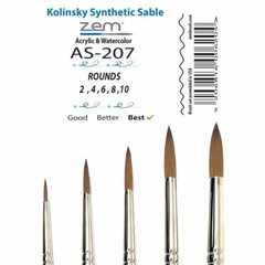 AS-207 Kolinsky Synthetic Rounds Brush Set 5 pcs | Watercolor