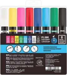 PC-5BR Water-Based Paint Markers, Reversible Brush Tip 1.0-4.0mm, Assorted Co…
