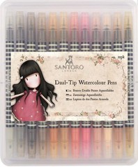 Santoro London Watercolour Dual-Tip Pens 12/Pkg-Neutrals, GO851102