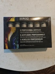 Golden heavy body acrylic paint set 6 Colors 2 Oz Tubes * Sealed