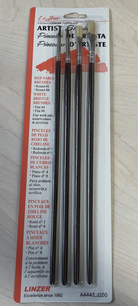 (4-Pk) Linzer Artist Paint Brush Set A444