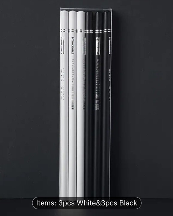 6 Piece Affordable B&W Charcoal Pencil Set NEW Shipping Included