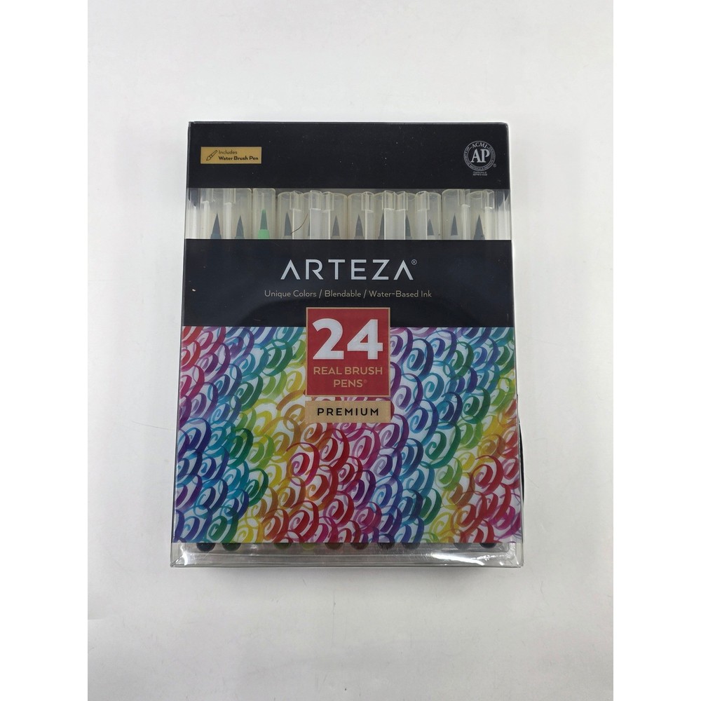 Arteza Real Brush Pens 24 Colors Premium Watercolor Markers with Water Brush Pen